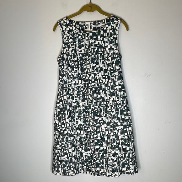 Peserico Gray / Green and White Patterned Sleeveless Dress Size 8 - Picture 1 of 10
